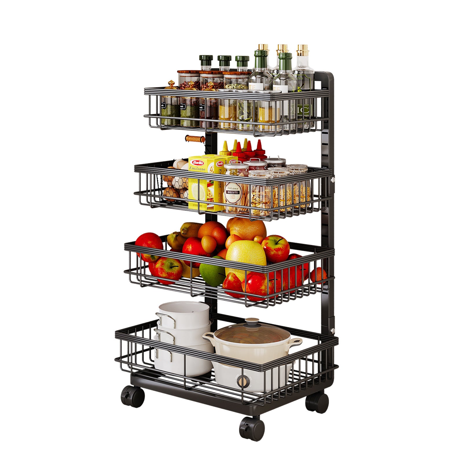 Rotary storage trolley Home floor removable bathroom Bedroom storage rack Kitchen multi-layer rack