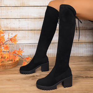 Fall and winternew arrivalthick sole high long elastic leg-wrapped fashion boots over-the-knee boots women's cross-border plus size european and american boots