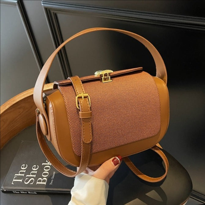 Bag women's high-end box bag 2025 new niche fashion handbag light luxury shoulder bag retro messenger bag