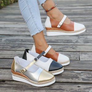 European and american plus-size women's shoes: spring new collection - pointed-toe wedge heel, hemp rope thick sole, multi-colored fashion casual flats