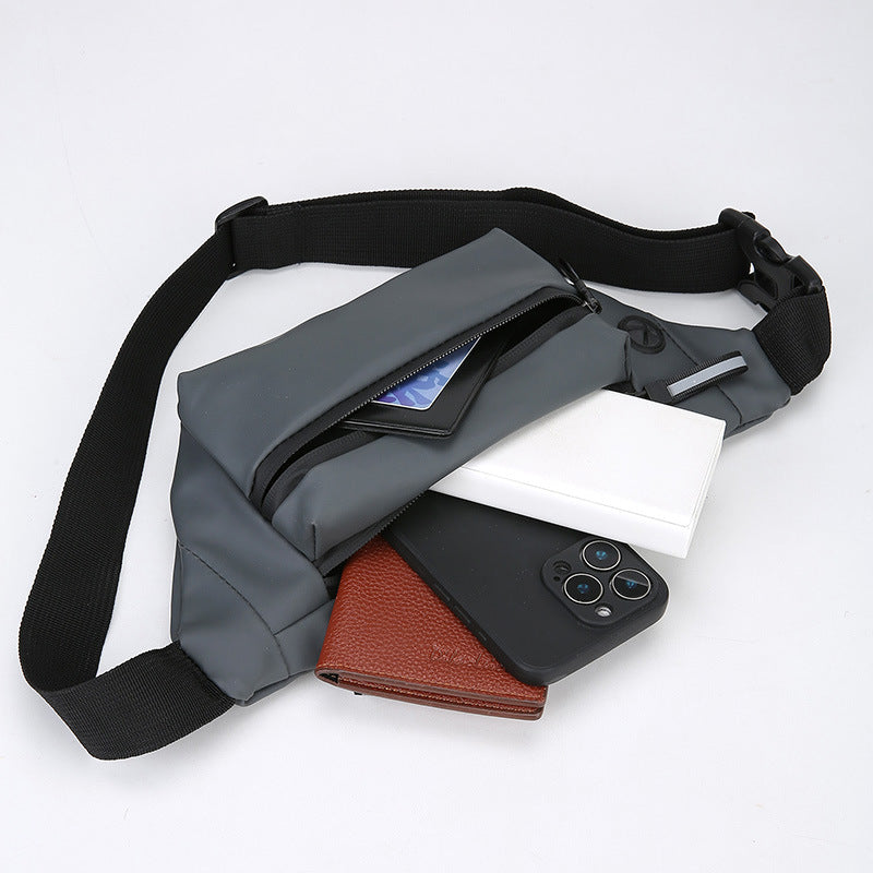 New men's fanny pack casual anti-splashing chest bag multi-layer large-capacity shoulder bag simple solid color messenger bag wholesale