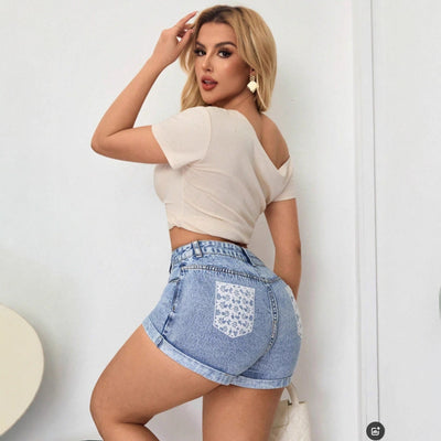 Pre-sale-65966# cross-border fashion foreign trade new high waist women's soft fashion denim shorts