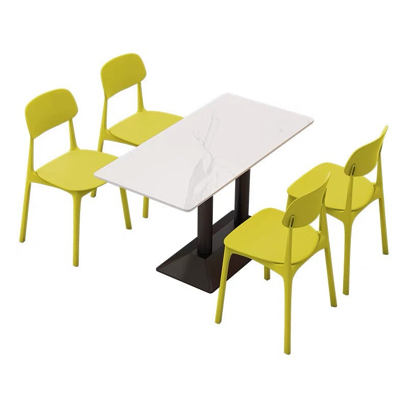 Company Staff School Canteen Restaurant Table and Chair Combination Catering Noodle House Fast Food Snack Bar Milk Tea Shop Rock Slate Table