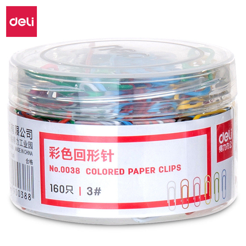 Deli 0038 paper clip, color creative cute medium paper clip office supply 29mm 160pcs/tube