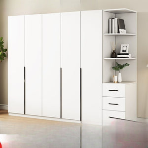 Solid wood wardrobe bedroom for home rental room casual small apartment cabinet simple four-door storage cabinet large wardrobe
