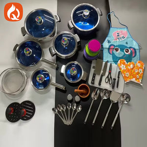 Factory direct cookware set - available in 30-piece and 50-piece options - stainless steel kitchen utensils, includes stockpots, woks, and frying pans - cross-border e-commerce ready