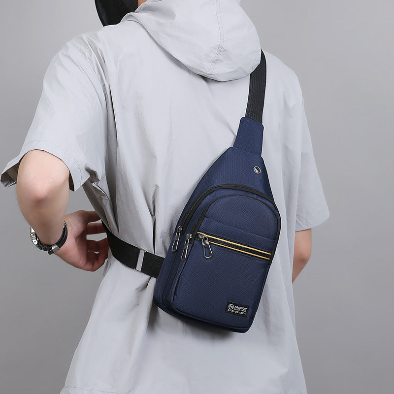 Breast bag 2025 new Oxford cloth messenger bag outdoor simple casual wear-resistant mobile phone bag men's lightweight shoulder bag