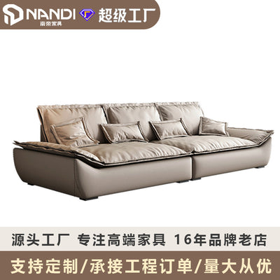 Foshan furniture factory customized auckland sailboat sofa all-in-one straight row velvet frosted cloth technology cloth sofa