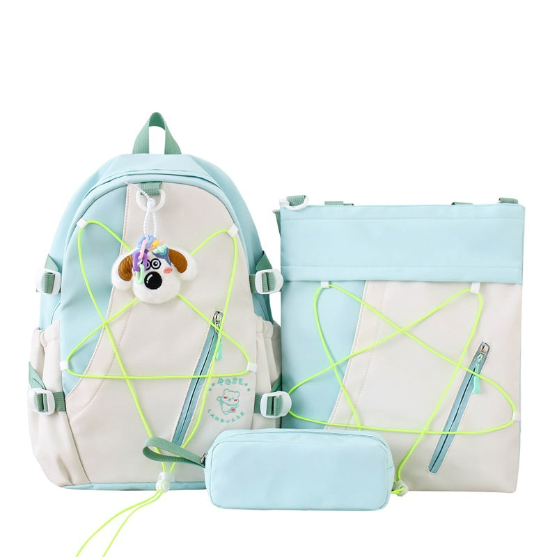 Primary and secondary school students schoolbag new color matching cute cartoon going out leisure backpack daily large capacity backpack