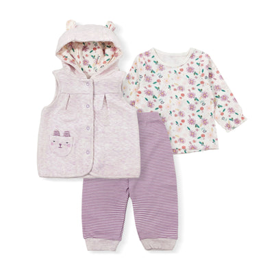Baby clothes autumn and winter suit cross-border baby girl quilted heattechvestoutwear three-piece set thickened outing clothes