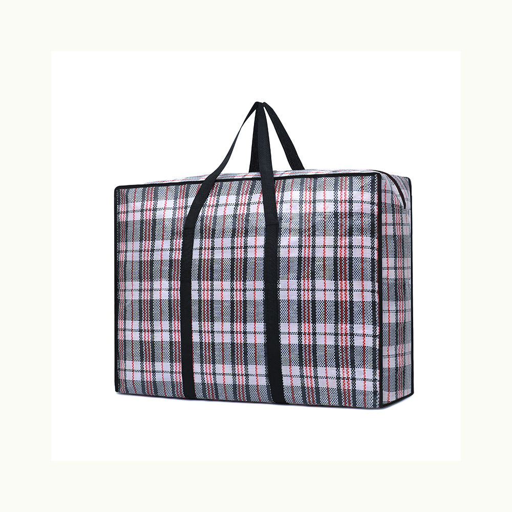 Red and blue grid pp woven bag school season quilt storage bag luggage moving bag hand-held thickened packing bag