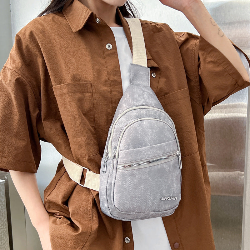 Chest bag Korean version versatile soft leather backpack casual fashion women's large capacity travel shoulder bag messenger bag breast bag