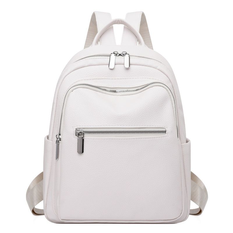 New PU soft leather backpack, women's lightweight travel backpack, high-end sense, large-capacity work commuter women's backpack