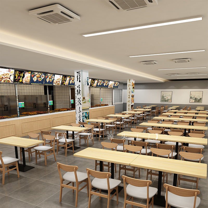 Company school unit canteen hotel solid wood tables and chairs food city snack bar one table four chairs dining table and chair combination