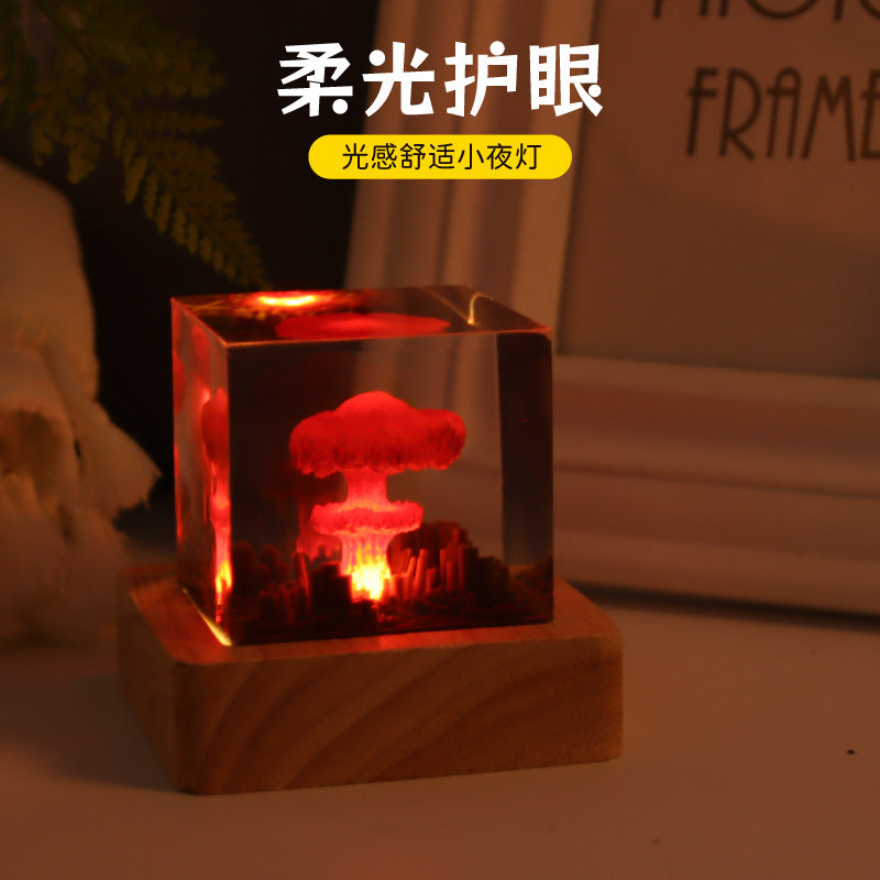 Cross-border night light ornament Oppenheimer atomic bomb explosion mushroom cloud creative crystal epoxy resin crafts
