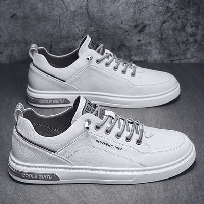 Men's casual leather shoes - spring/autumn 2025 new collection - men's white flat shoes - versatile winter sports white shoes for teens