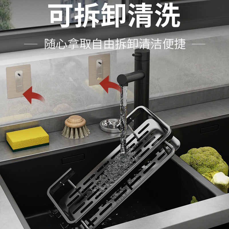 rag rack, kitchen storage rack, shelf, wall-mounted seasoning rack, household sink, sponge drain basket, sink artifact