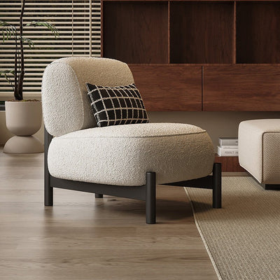 Cream style solid wood sofa chair normcore cashmere lazy lounge chair japanese style small apartment casual sofa seat