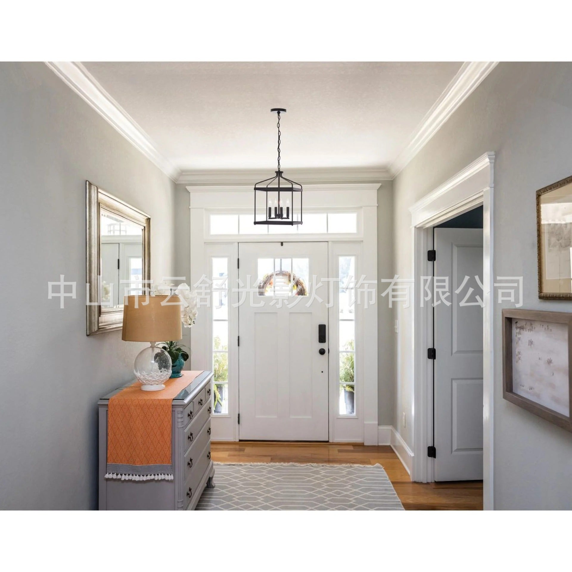 American retro industrial style square birdcage wrought iron glass Nordic creative personality wine bar counter living room dining room chandelier