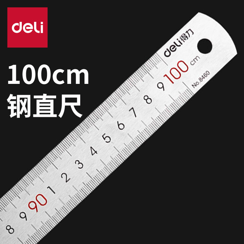 Deli 8460 Steel Ruler 1m Scale Ruler Length Ruler 100cm Steel Ruler Measurement Drawing Ruler Stainless Steel Tool