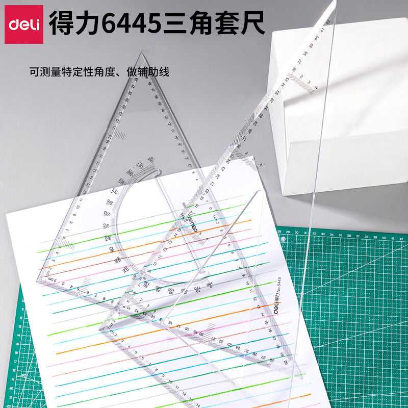 Deli 6445 triangle plate set 43cm equilateral triangle plate large triangle plate protractor drawing ruler wholesale