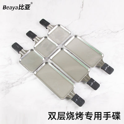 Stainless steel hand plate double-layer electric oven matching hand plate korean electric oven hand plate barbecue accessories wholesale tools