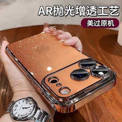 Electroplated pc starry sky glitter suitable for iphone17promax mobile phone case apple 16/15 lens film protective cover
