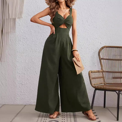 Pre-sale-72891# fashion cross-border elegant fashion women's suspender wide leg jumpsuit