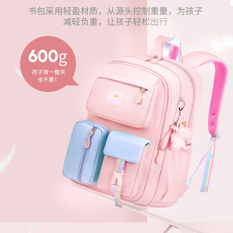 New primary school schoolbag female lightweight spine protection 1-3-6 grade Korean version of children's cartoon backpack wholesale
