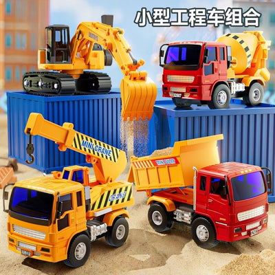 Kids' realistic inertia-powered construction vehicle model toys - excavator, dump truck, mixer truck, crane - perfect gift for boys