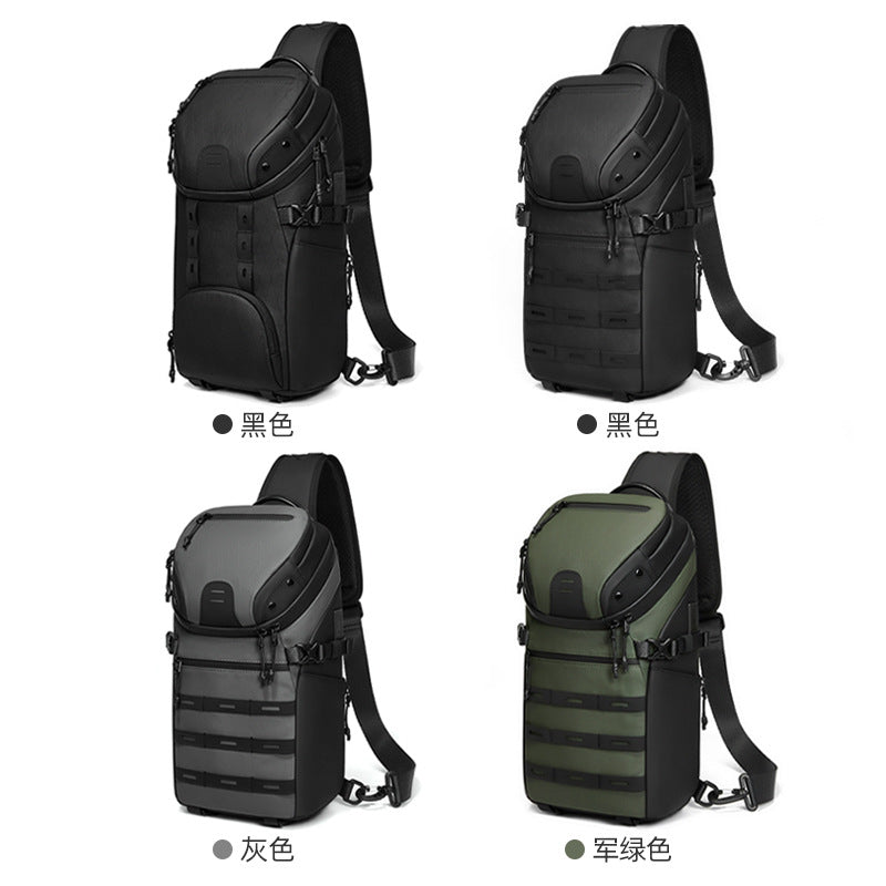 Off-road men's breast bag, tactical shoulder bag, outdoor sports waterproof messenger bag, large-capacity new casual men's backpack