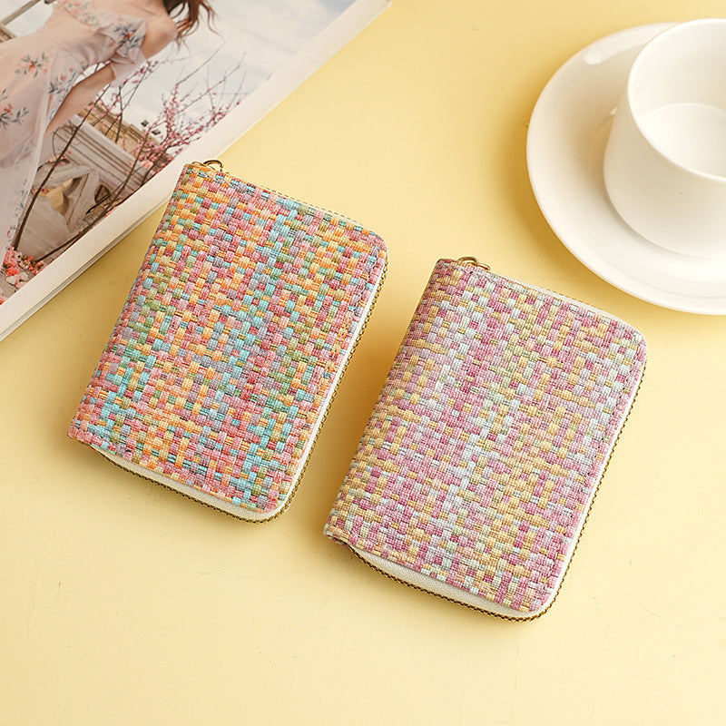 New organ card bag, large capacity, multi-card position, ID card holder, women's anti-theft zipper wallet, fashionable pu card bag.