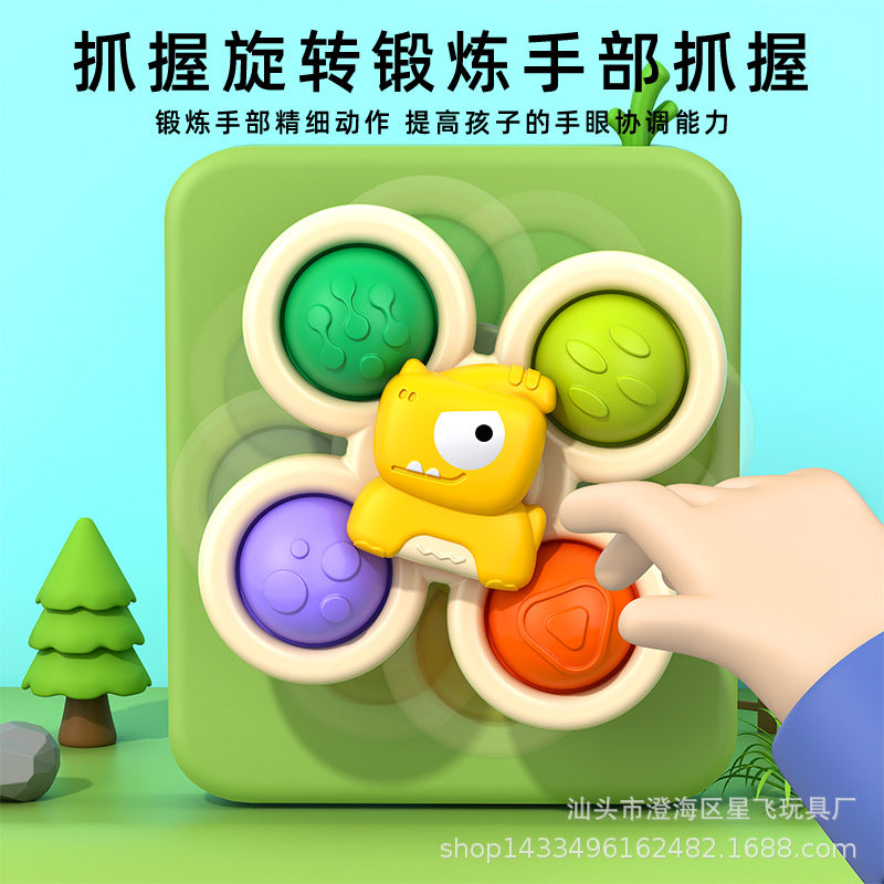 Cross-border suction cup rotation music baby cartoon dinosaur puzzle early education dining table and chairs can be pressed and gnawed on toothpaste toys