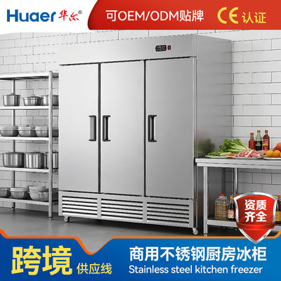 Huaer commercial refrigerator vertical fresh-keeping refrigerator restaurant stainless steel refrigerator freezer canteen kitchen freezer