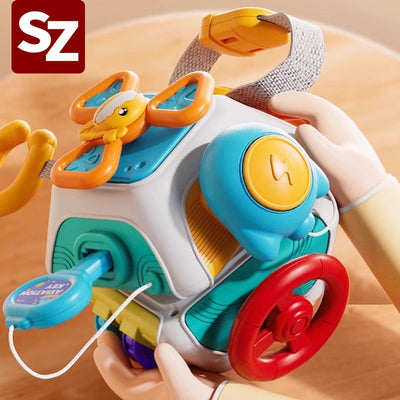 Infant busy ball montessori early education puzzle rubik's cube moving music 1-2 years old 10 months baby hexahedron toy