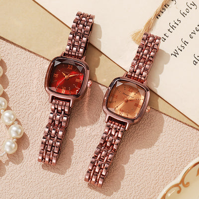 Women's watch - niche, affordable luxury, stainless steel band, square dial, student style (middle/high school), minimalist, chic, and trendy