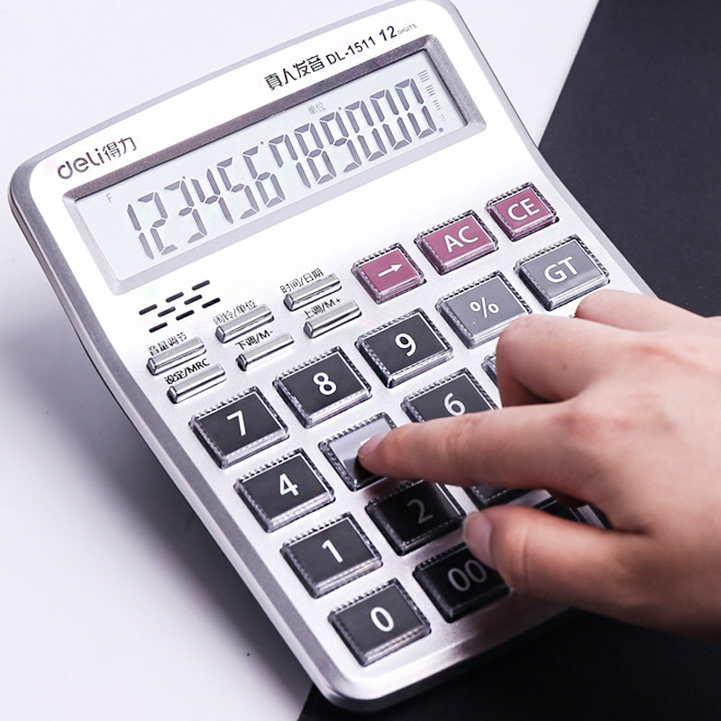 Deli 1511 large office voice calculator, large screen financial calculator, shopping mall cashier calculator
