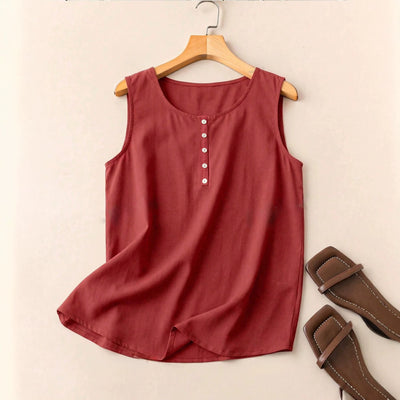summer european and american cross-border e-commerce women's casual solid color crew neck new loose sleeveless top