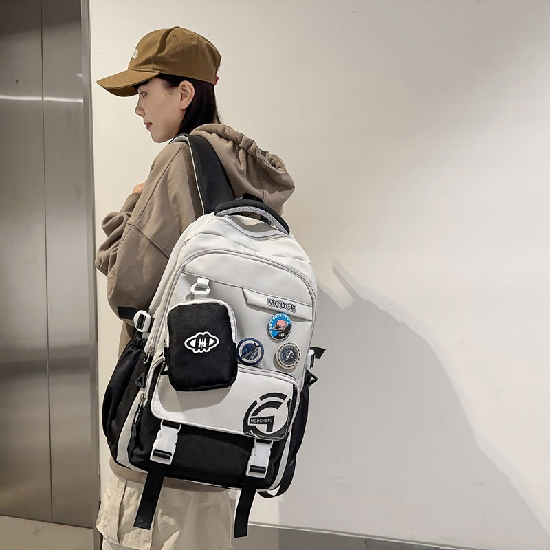 New student schoolbags, men's and women's backpacks, teenagers, campus backpacks, simple and fashionable, high school and high school large-capacity schoolbags