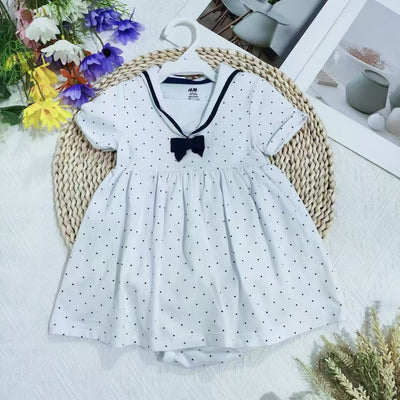 Baby girl summer cotton short-sleeve romper - infant polka dot ladybug triangle bodysuit - breathable class a
