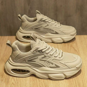 Men's winter 2025 new arrival: bestselling all-black chunky sole "black warrior" air cushion casual sneakers - dad shoes, trendy ins style