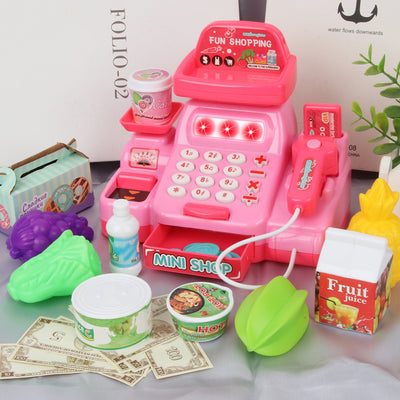 kids cash register play house toy supermarket role play mini artificial convenience store cashier model