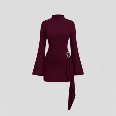 Ready-to-ship women's knit dresses for cross-border , spring new arrivals. textured knit, solid color, slim fit, and figure-flattering