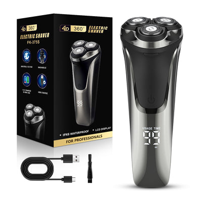 New men's smart digital display electric shaver, floating triple-blade head, full body washable, rechargeable razor - wholesale