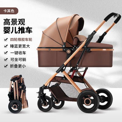 Wisesonle lightweight, foldable, portable baby stroller with basket, shock absorption, and safe seating/reclining options