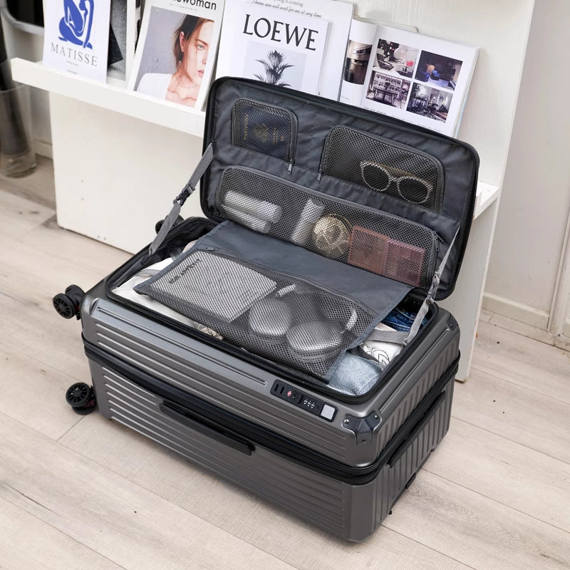 New side-open large-capacity suitcase, female password trolley case, male 20-inch 5-wheel suitcase, 32 expandable suitcase.