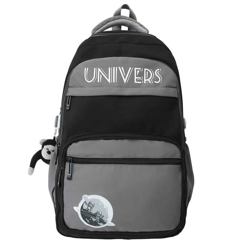 New student schoolbag ins contrasting colors, junior high school, college student schoolbag, large-capacity couple model, lightweight burden-reducing backpack