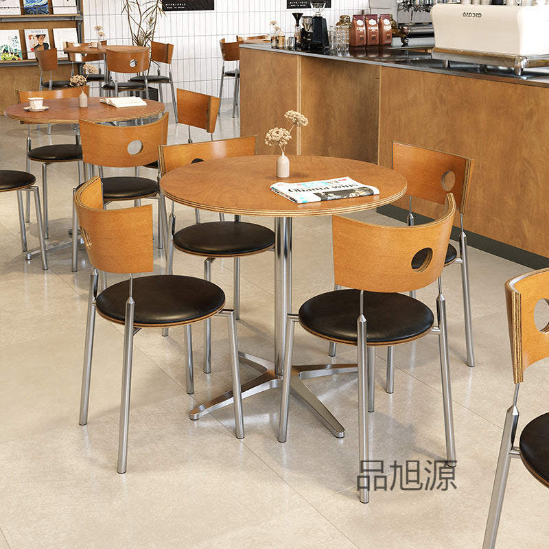 Cafe dining table and chair combination dessert milk tea shop Internet celebrity antique simple solid wood ocean board commercial small square table