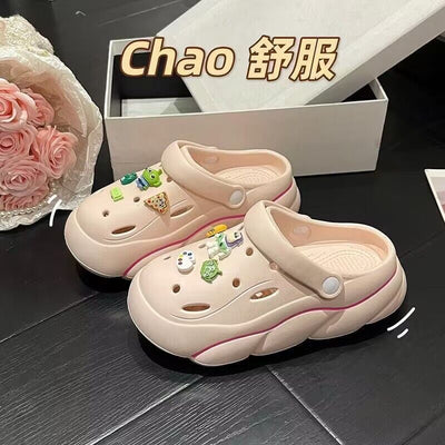 2024new arrival shit-stepping clogs for women outwearsummercutepopularthick sole nurse beach two-wear toe-cap slippers