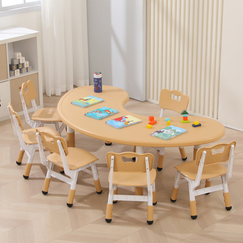 Children's table and chair set Kindergarten table and chair Baby painting game learning desk Plastic lifting moon creative table